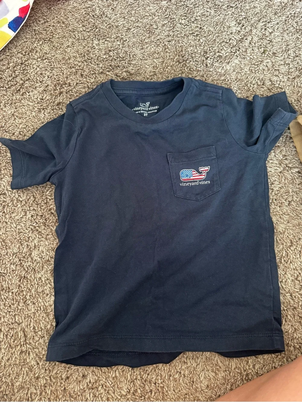 Vineyard Vines Boys Navy Whale Pocket Tee